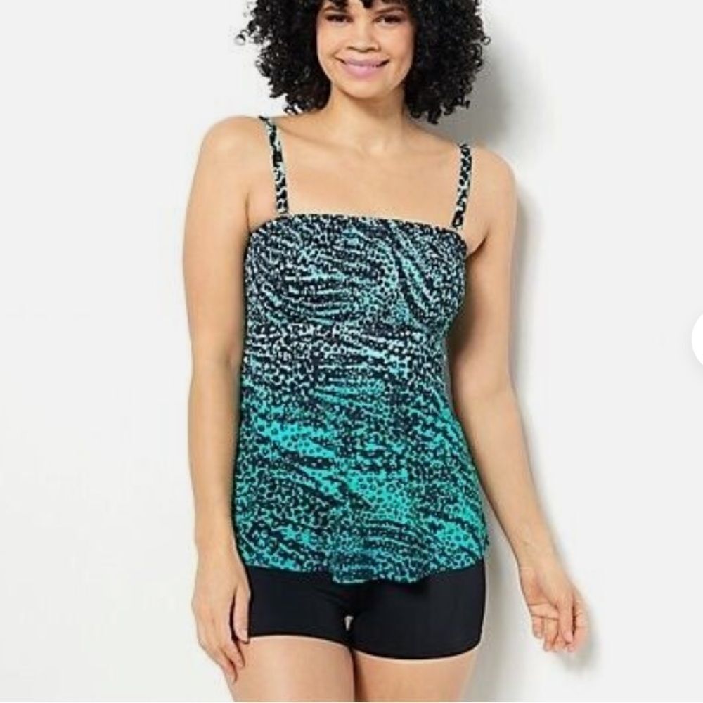 Women's Kim Gravel Smocked Bandeau & Shorts Swimsuit Sz 12